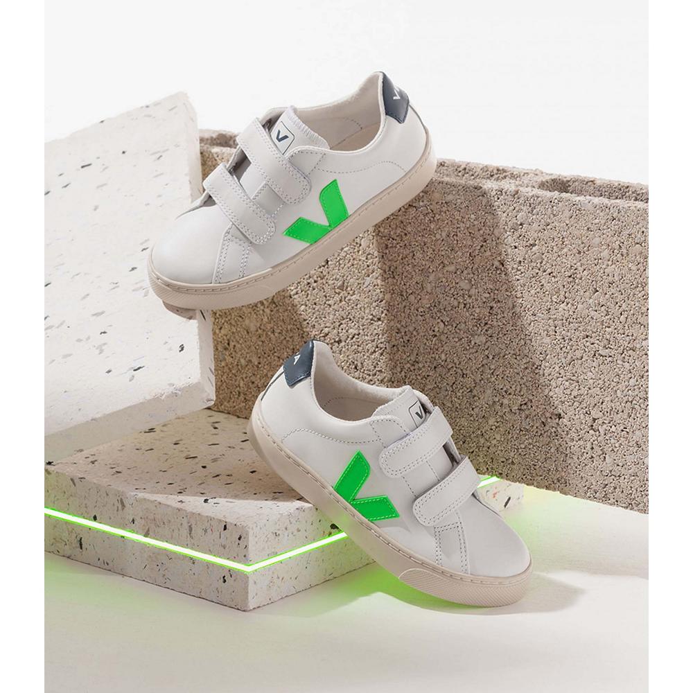 Veja ESPLAR LEATHER Tenisky Detske White/Green | SK 816EBC